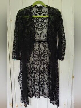 Miss Chievous Lace Open Front Duster Cardigan